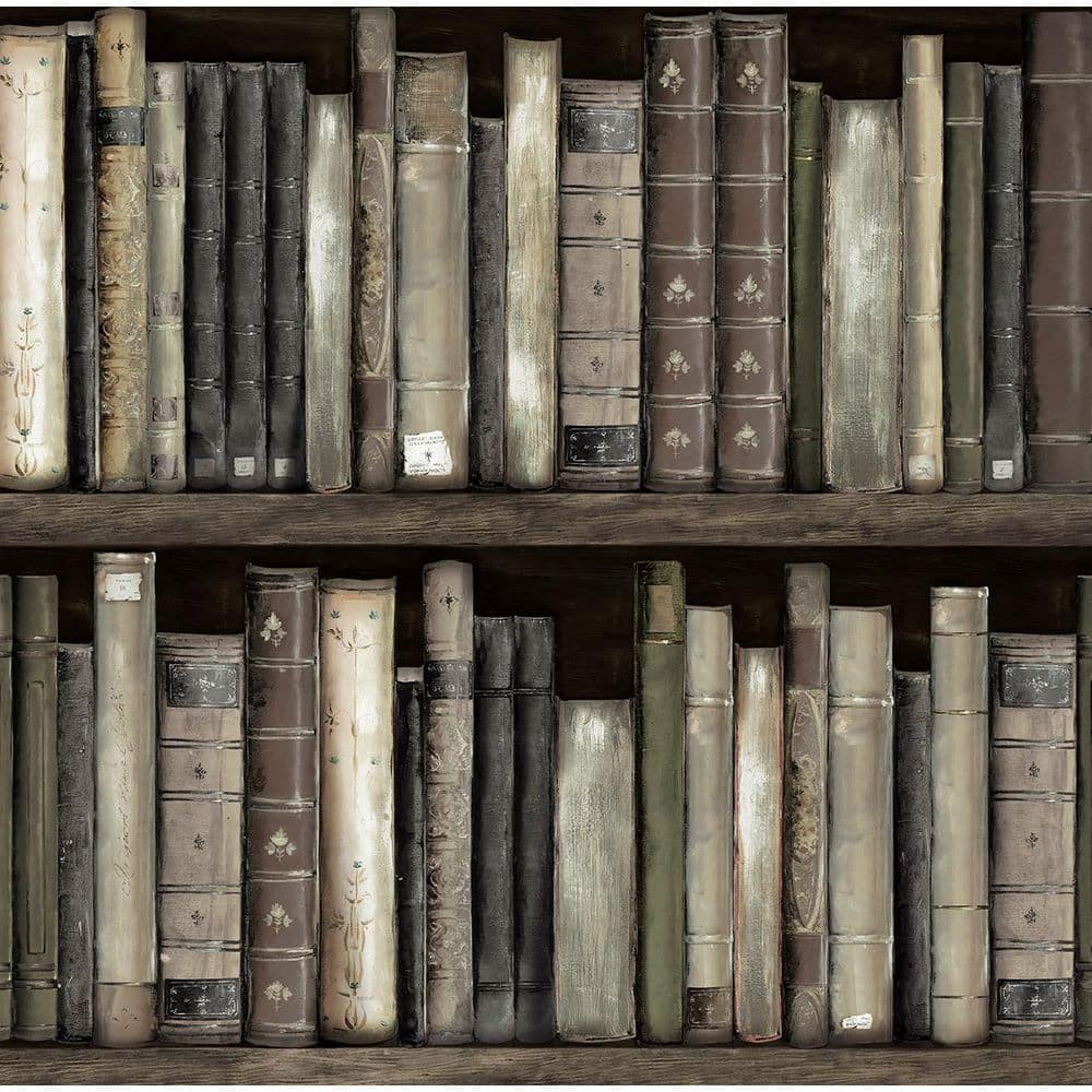 30.75 sq. ft. Shale Faux Bookshelves Vinyl Peel and Stick Wallpaper Roll price history on PriceWatchPro