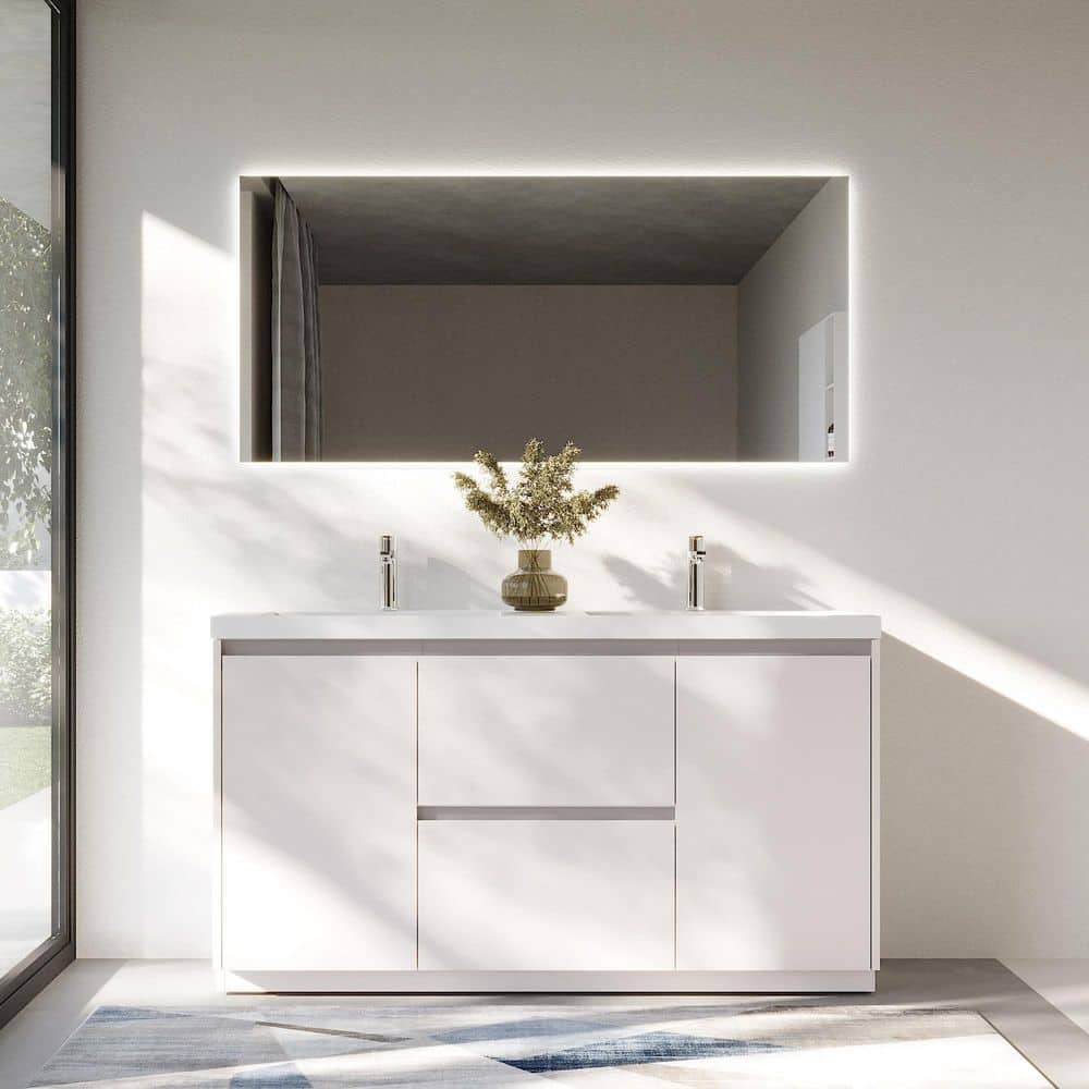 ミルティ　0823 WOODBRIDGE MT 59 in. W x 19.6 in. D Double Sink Freestanding Bath