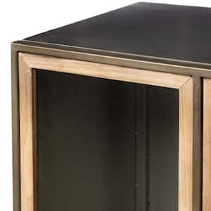 Pandora II 66 in. L Brown Wood and Metal Glass Door Curio Cabinet