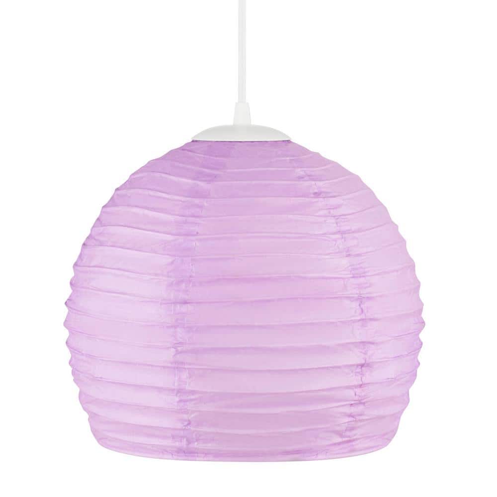 Hampton Bay Elmore 1Light Purple Pendant Light with Paper Shade