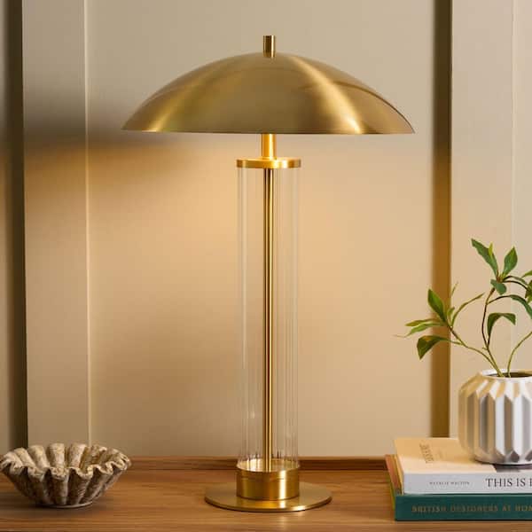 Tylar 23.5 in. Brass/Clear Table Lamp