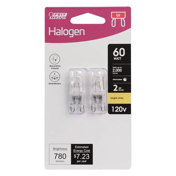 G9 60W Halogen Bulbs T4 G9 Halogen Bulbs G9 Base Bi-pin Halogen Bulb T4 JCD  120V G9 60 Watt Halogen Light Bulb,Clear,Warm White 2700K,Pack of 10