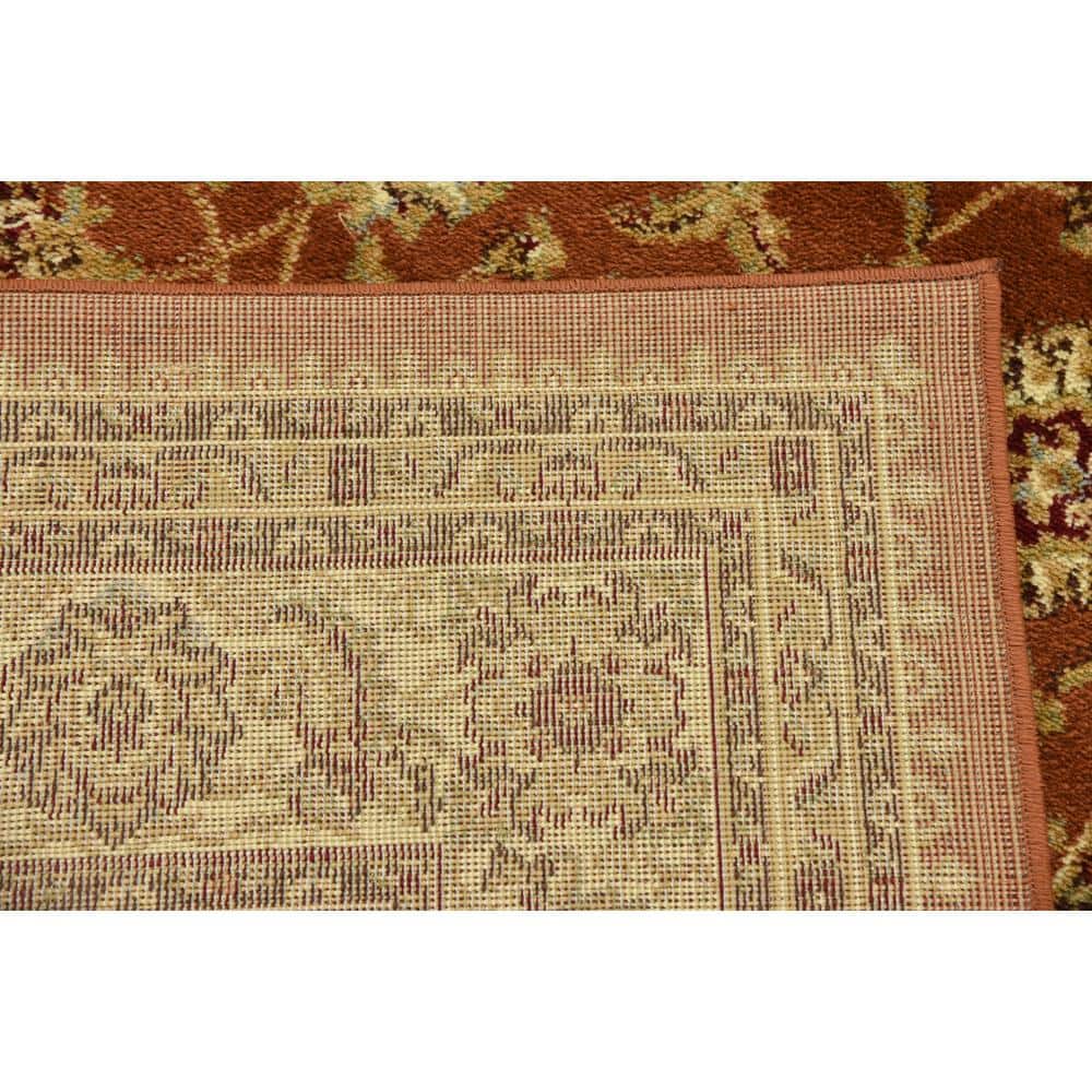 Terracotta & Ivory Easy-Care Rectangular Synthetic Rug