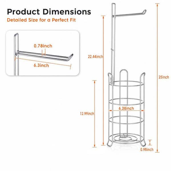 Numhew Freestanding Toilet Paper Holder in Silver, Toilet Tissue