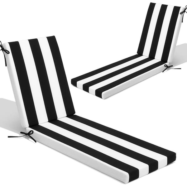 Unbranded 71.5 in. x 20.5 in. CushionGuard Outdoor Chaise lounge Cushion in Black and White (2-Pack)