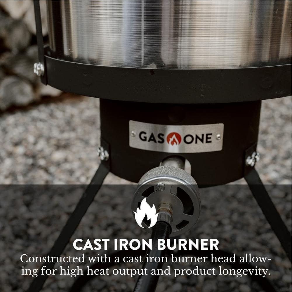 30 Quart Silver Aluminum Turkey Fryer with Cast Iron Burner