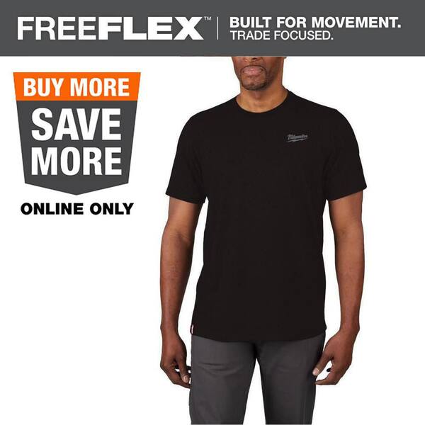 Men's Large Black Cotton/Polyester Short-Sleeve Hybrid Work T-Shirt