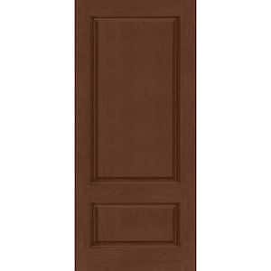 Regency 36 in. x 80 in. Universal Handing 2-Panel 3/4 Sq. Top Chestnut Stain Fiberglass Front Door Slab
