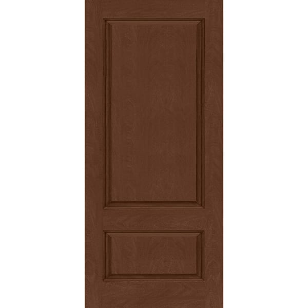 Steves & Sons Regency 36 in. x 80 in. Universal Handing 2-Panel 3/4 Sq. Top Chestnut Stain Fiberglass Front Door Slab