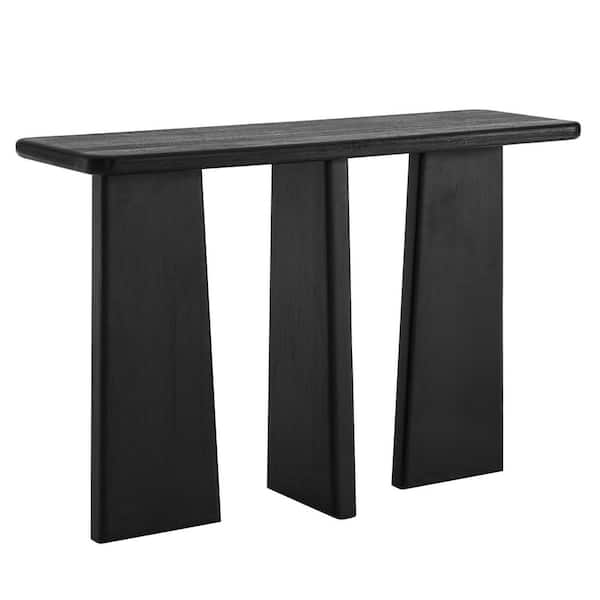Porter 45 in. Black Rectangle Solid Wood Console Table with Angular Legs Mango Wood Entryway Table with Lacquer Finish