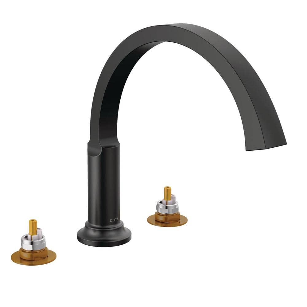 Delta Tetra 2Handle Roman Tub Faucet Trim Kit in Matte Black (Valve and Handle Not Included