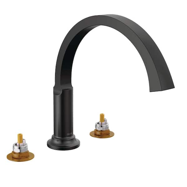 Delta Tetra 2-Handle Roman Tub Faucet Trim Kit in Matte Black (Valve and Handle Not Included)