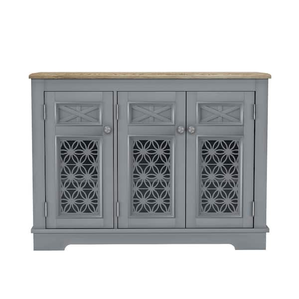 Vintage Gray 44 in. W Storage Buffet Sideboard with Adjustable Shelves