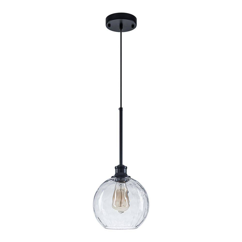 7.9 in. 1-Light Modern Black Pendant Light with Textured Glass Globe Shade for Kitchen Island, Dining Room or Entryway price history on PriceWatchPro