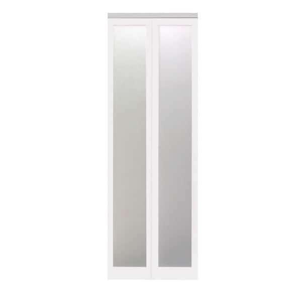 Impact Plus 24 in. x 80 in. Mir-Mel Mirror Solid Core White MDF Full-Lite Interior Closet Wood Bi-Fold Door with Chrome Trim