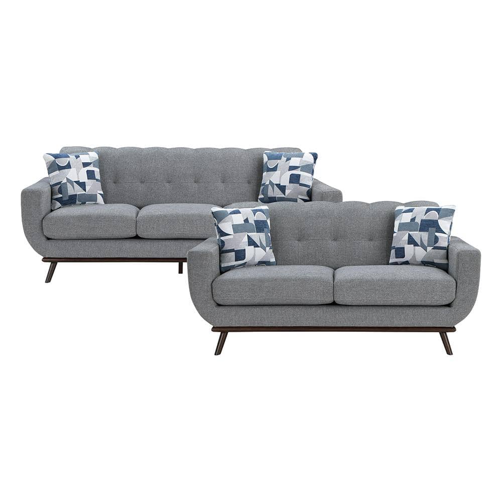Salina 87 in. W. Straight Arm Chenille Rectangle 2-Piece Living Room Sofa S