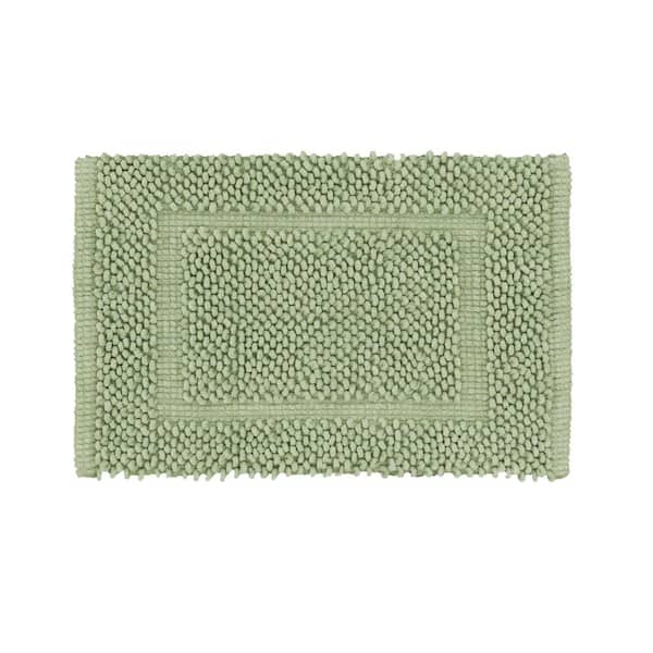 Jean Pierre NEW YORK Sophie Border Sage Green 27 in. x 45 in. Cotton Textured Bath Mat