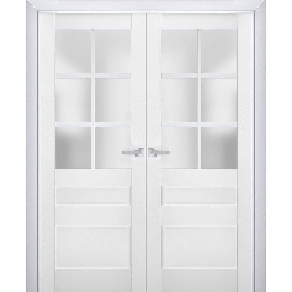 84 in. x 80 in. 2 Panel White Finished Solid Wood Sliding Door with Hardware price history on PriceWatchPro
