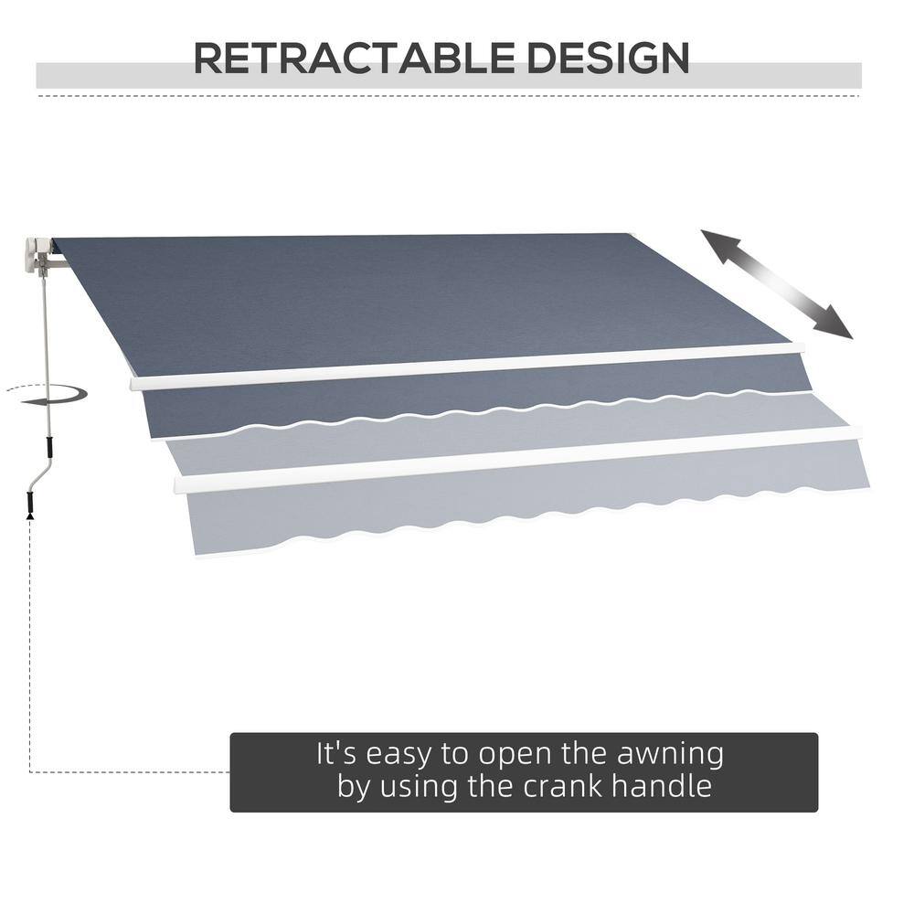 Charcoal Gray 12' x 10' Retractable Patio Awning with Aluminum Frame