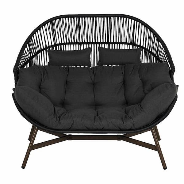 Mondawe 1-Piece Wicker Outdoor Lounge Chair Egg Chair with Cushions