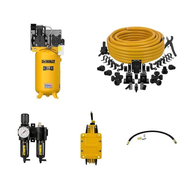 80 Gal. 7.5HP Air Compressor, Piping, Filter, Hose Reel and Install Kit