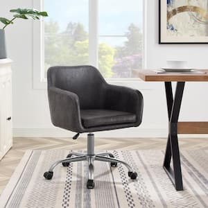 Brannon Charcoal Upholstered Adjustable Office Chair with Castors