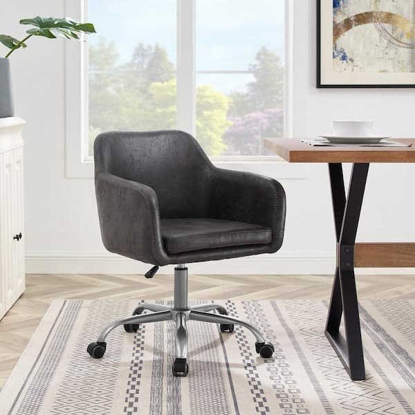 Linon Home Decor Products Brannon Charcoal Upholstered Adjustable Office Chair with Castors