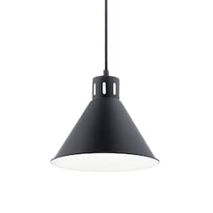 Zailey 10.75 in. 1-Light Black Contemporary Shaded Kitchen Cone Pendant Hanging Light with Metal Shade
