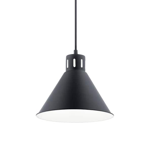Zailey 10.75 in. 1-Light Black Contemporary Shaded Kitchen Cone Pendant Hanging Light with Metal Shade