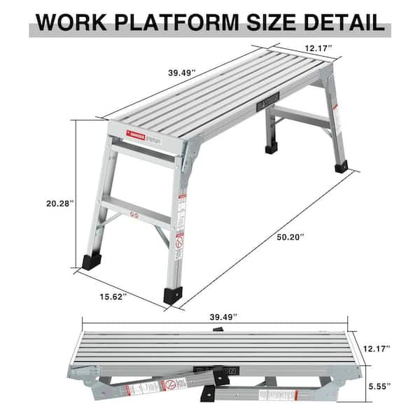 Metaltech E-PWP7100AL 39 in Aluminum Portable Work Platform with 225 lb Load Capacity