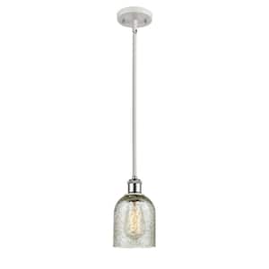Caledonia 60-Watt 1 Light White and Polished Chrome Shaded Mini Pendant Light with Clear Glass Shade