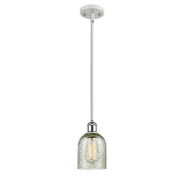 Innovations Caledonia 60-Watt 1 Light White and Polished Chrome Shaded Mini Pendant Light with Clear Glass Shade