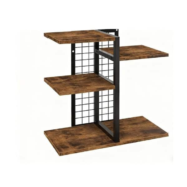4-Tier Browns 16 in. x 16 in. Wood Desktop Shelf Organizer