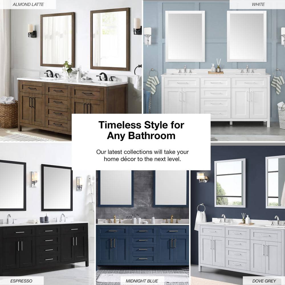Tahoe 72" White Double Bathroom Vanity with Carrara Marble Top