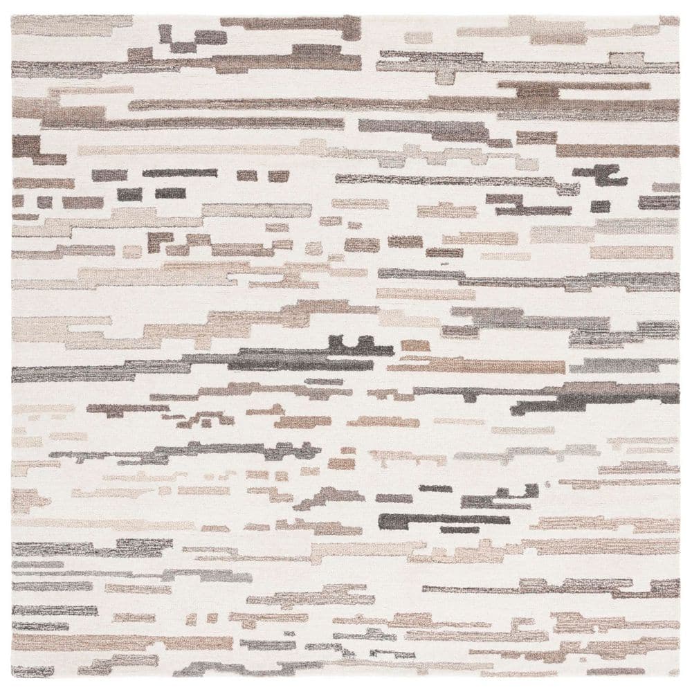 Ebony 6 ft. x 6 ft. Ivory/Gray Geometric Abstract Square Area Rug price history on PriceWatchPro