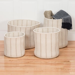 Ornavo Home Extra Large Cotton Fabric Rope Tall Storage Basket 25 Height  with Handles 2-TONE-LNDRY-ROPE-20-25-STRIPE-BLACK - The Home Depot