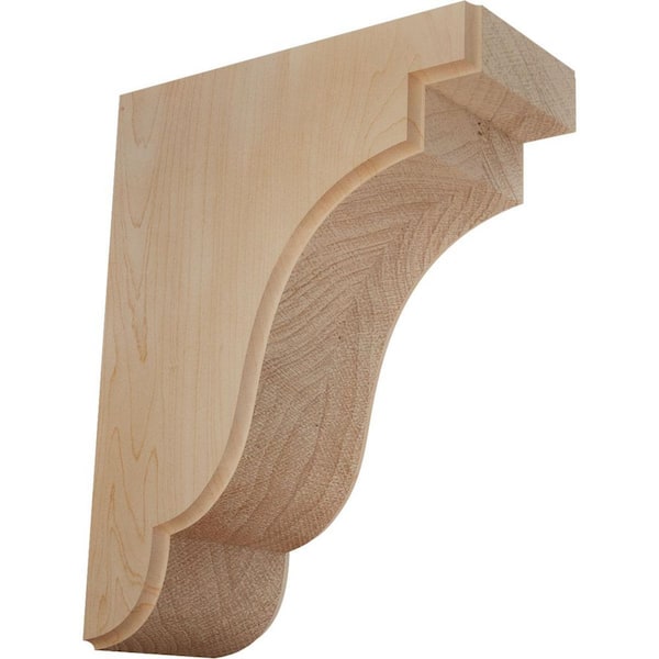 Ekena Millwork 3-1/2 in. x 7-1/4 in. x 9-1/2 in. Unfinished Maple Bedford Corbel