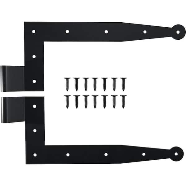 SteelTek L-Hinge 11"L with 1/2" Offset w/ Installation Screws (Sold as Pair), 304 Stainless Steel, Powder Coated Black