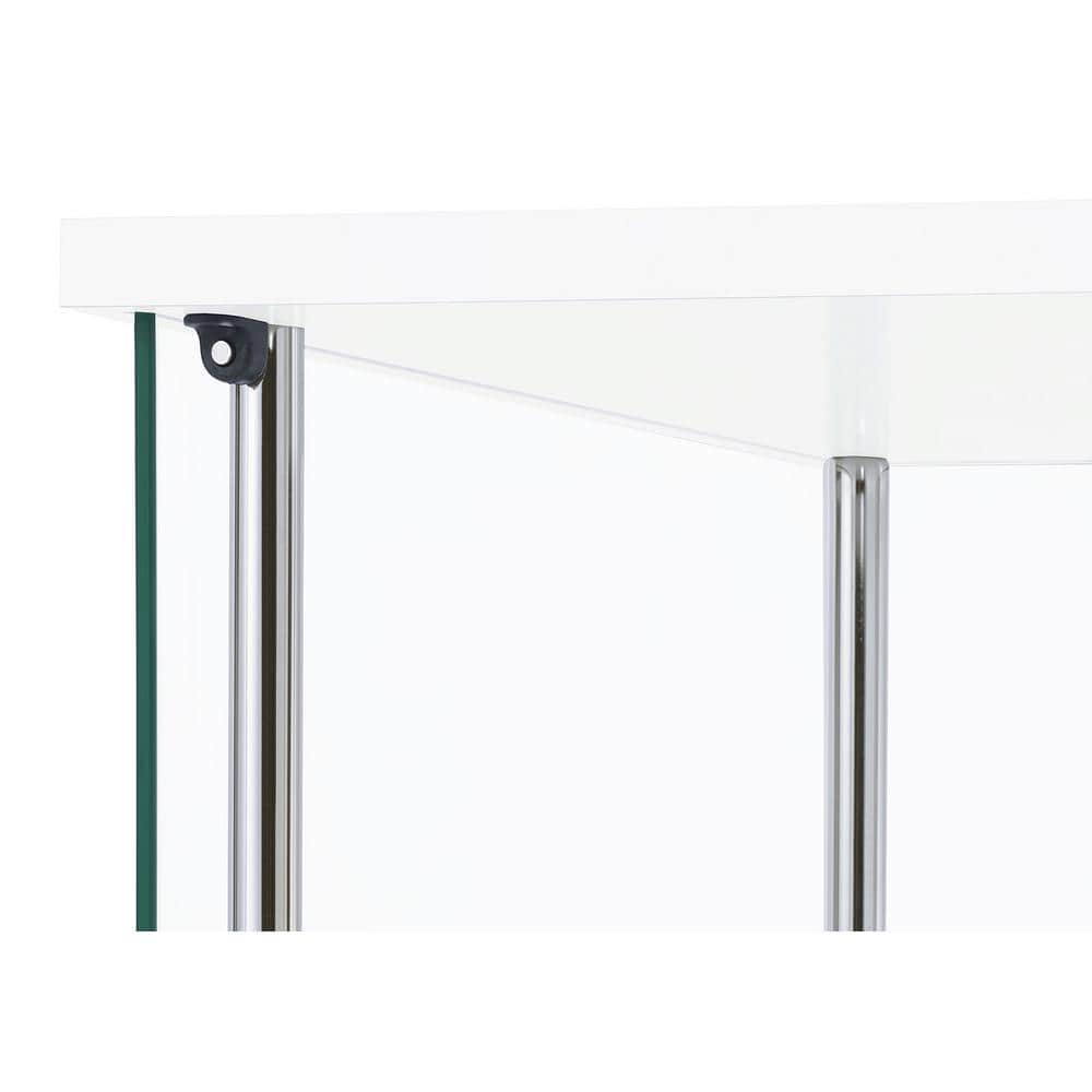 Sleek White and Chrome 4-Shelf Tall Curio Cabinet