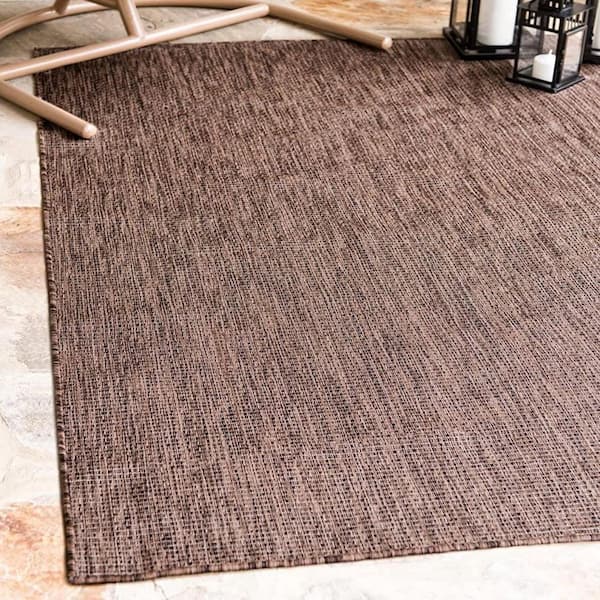 Brown Polypropylene 5 ft. x 8 ft. Solid Indoor/Outdoor Area Rug
