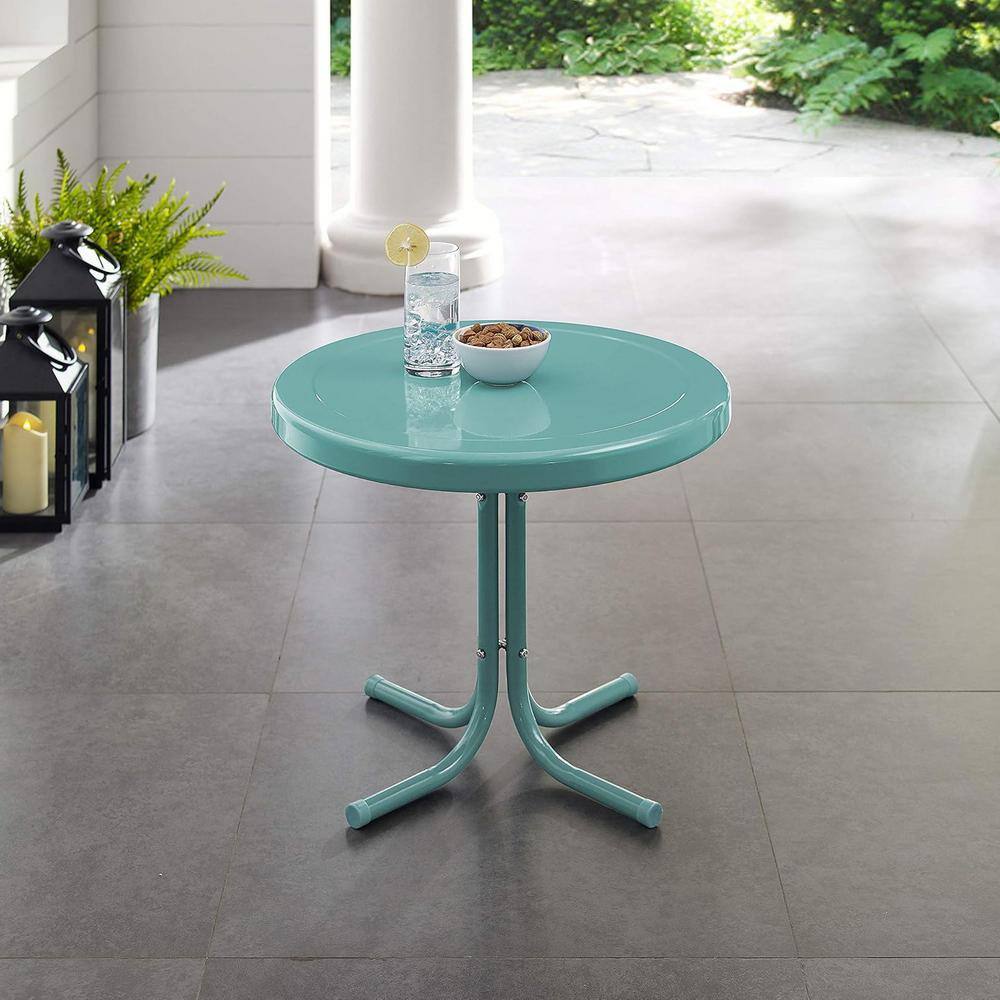 Blue Metal Outdoor Side Table