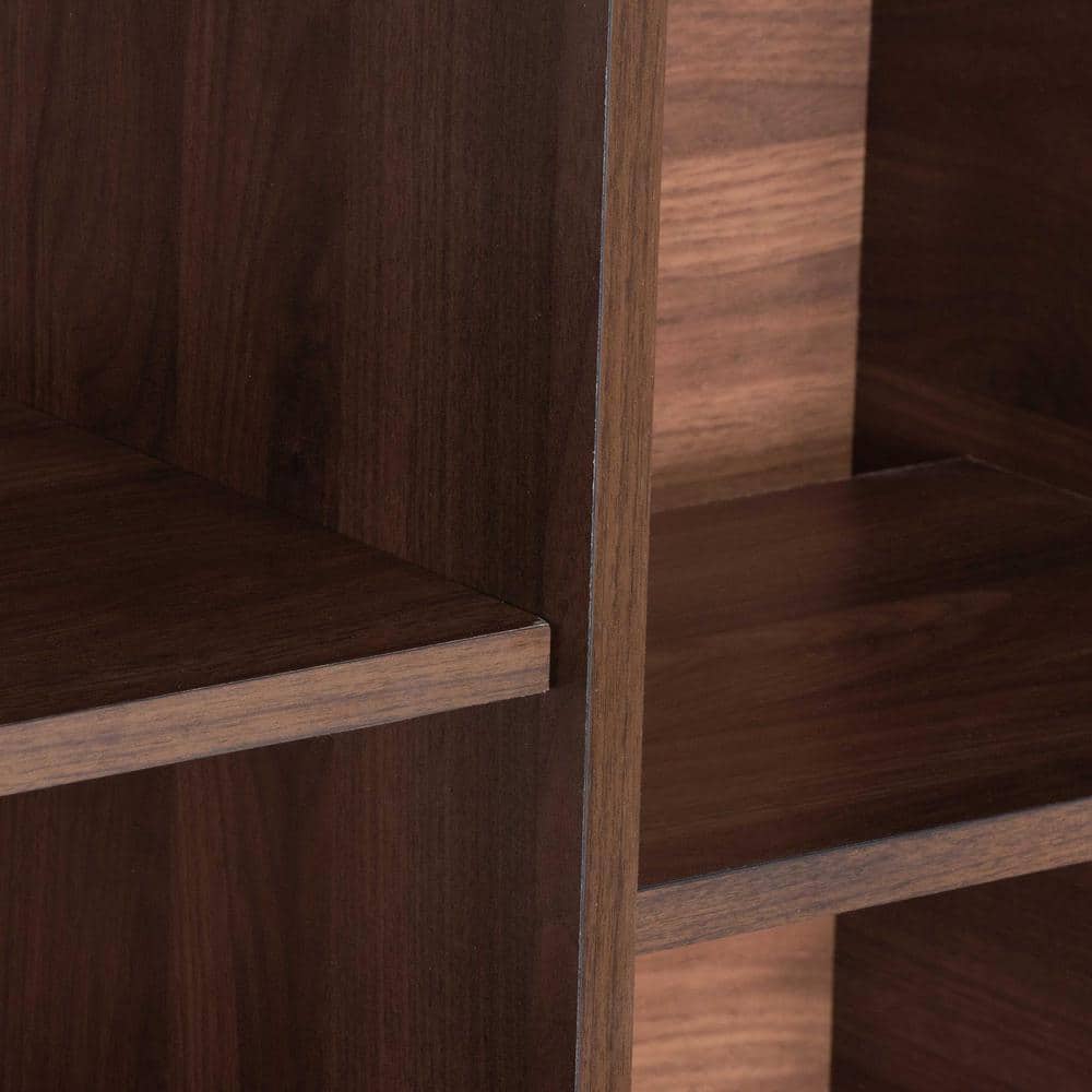Paricia Mid-Century Modern Walnut Brown Wood Shoe Cabinet