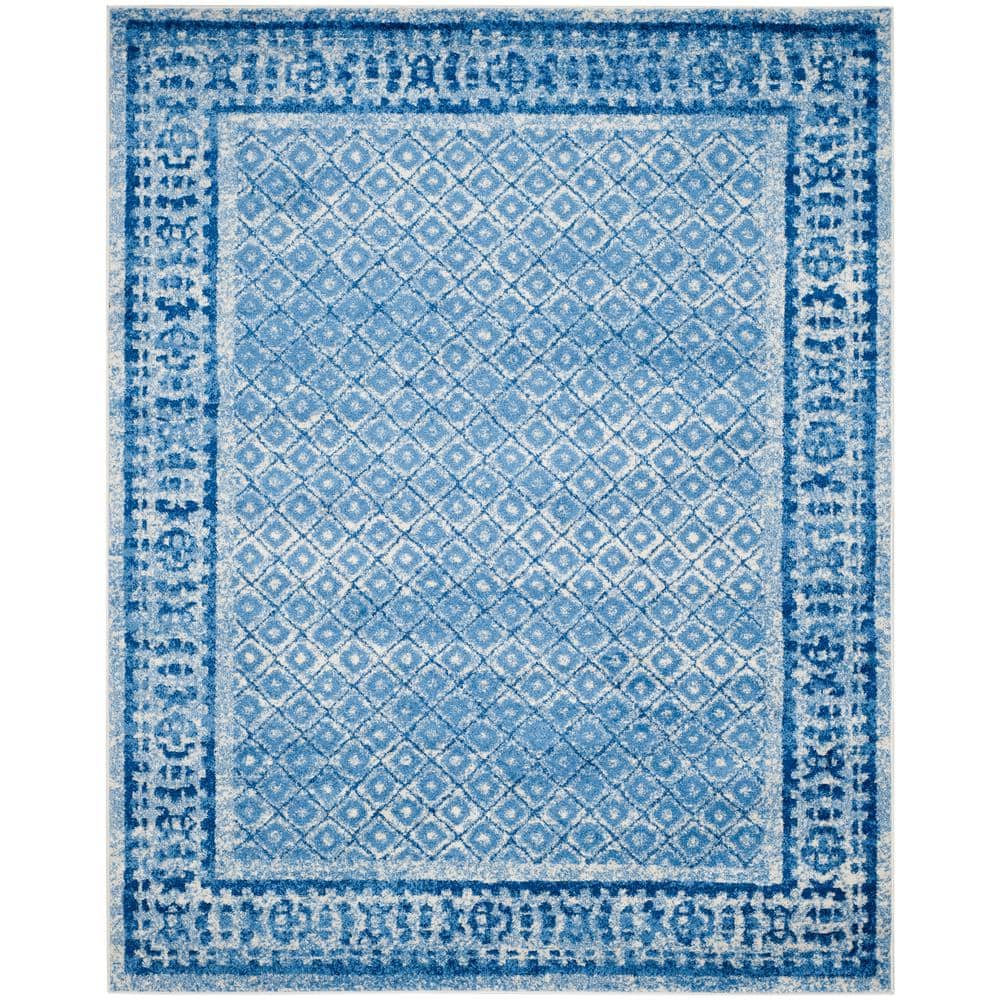 Blue and Silver Synthetic 10' x 14' Rectangular Area Rug