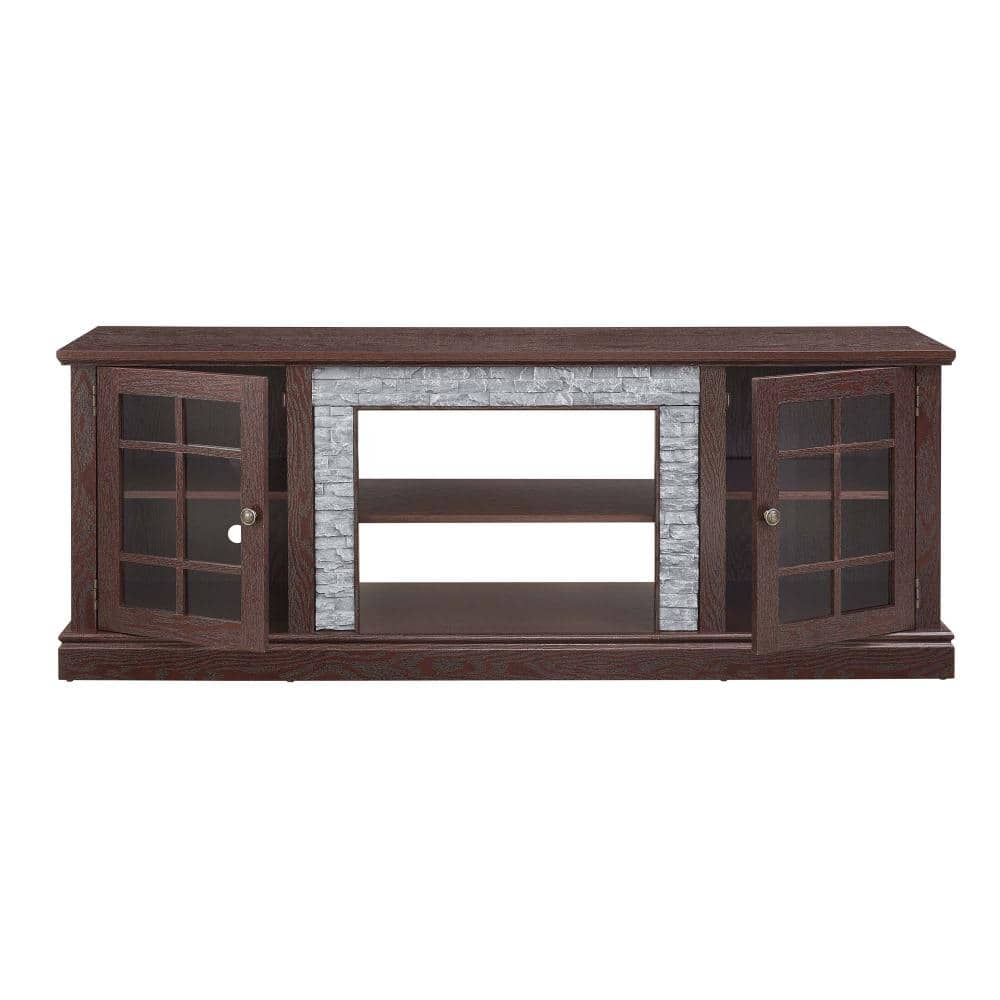 70 in. W x 19 in. D x 26 in. H Linen Cabinet Modern TV Stand with 2-Door Storage Faux Stone Media Console Cabinet Cherry price history on PriceWatchPro