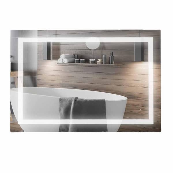 Unbranded 36 in. W x 48 in. H LED Mirror Rectangular Frameless Anti-Fog Wall Bathroom Vanity Mirror 3 Brightness x 3 Colors