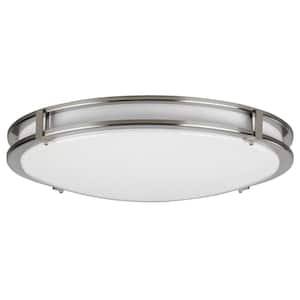 Carlisle 24 in. 35-Watt 2700K Satin Nickel Integrated LED Flush Mount