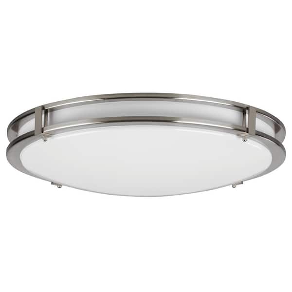 AFX Carlisle 24 in. 35-Watt 2700K Satin Nickel Integrated LED Flush Mount