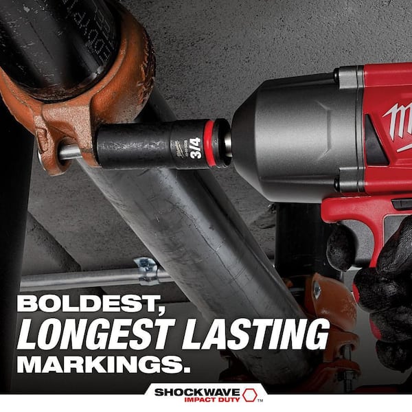 Milwaukee Steckschlüssel 3/8 Zoll, Metrisch Deep 10 Mm – 4-flächig, Gestempelt, Ergonomisch