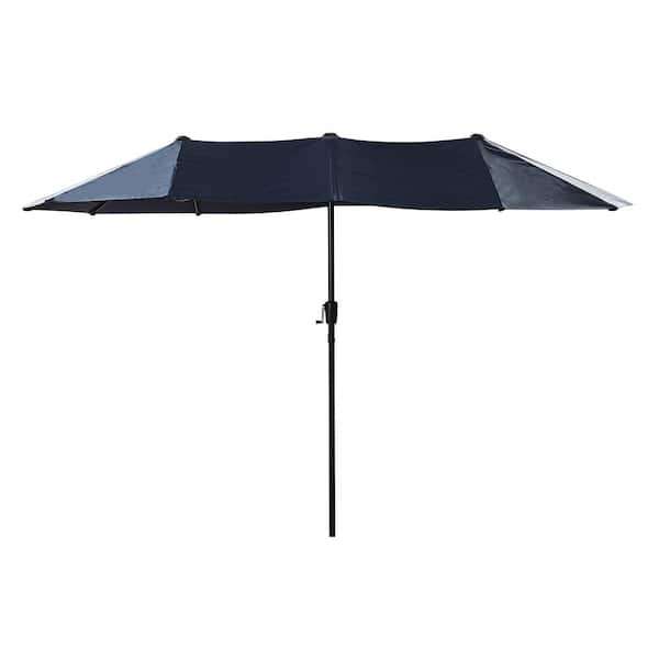 Unbranded 13 ft. x 6.5 ft. Rectangular Market Outdoor Patio Umbrella in Navy