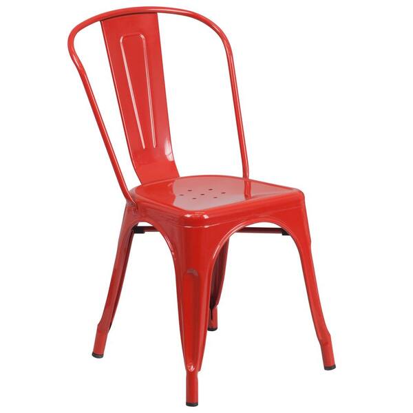 Carnegy Avenue Metal Outdoor Dining Chair In Red Cga Ch 22456 Re Hd The Home Depot Metal Outdoor Dining Chair, Red Metal Outdoor Furniture